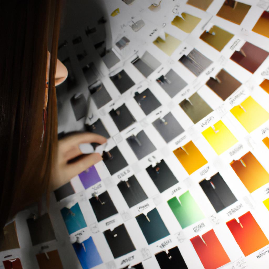 Person studying color theory visually