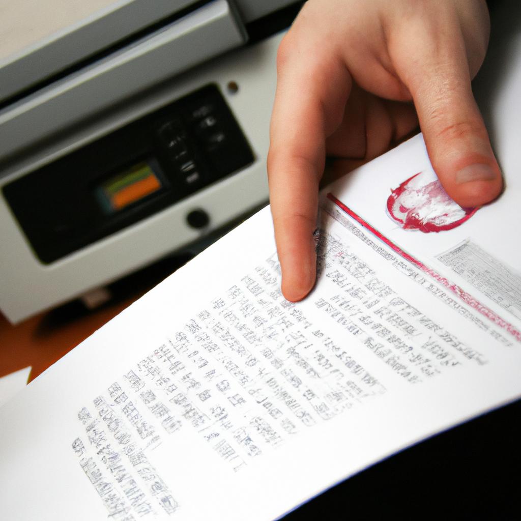 Person editing a printed document