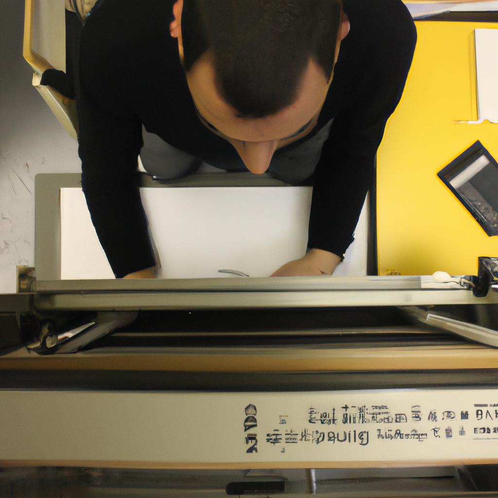Person working with typography equipment
